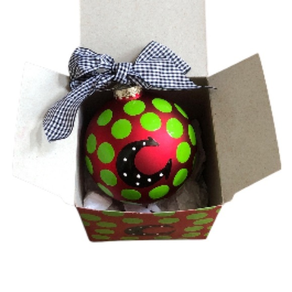 Coton Colors Other - Coton Colors “C” monogram initial red/green dot Christmas ornament New